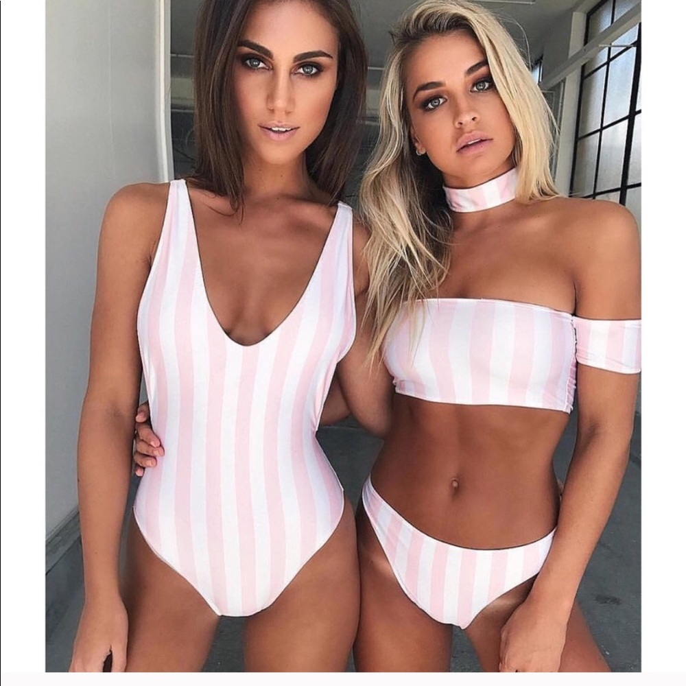 Blush Stripe Scoop Swimsuit Monokini Onepiece